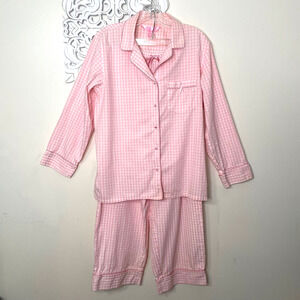 NAUTICA Sleepwear women's Medium pajama set pink gingham breast cancer awareness